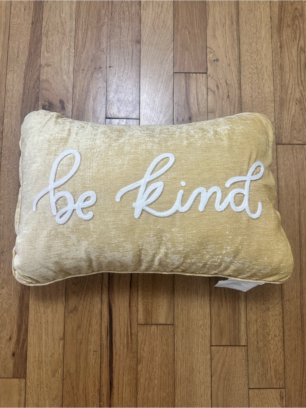 Be Kind Yellow Decorative Velvet throw accent Pillow
